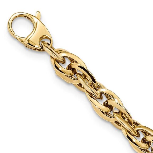 6.5mm 14K Yellow Gold Hollow Loose Rope Chain Necklace, 17.5 Inch - Picture 1 of 6